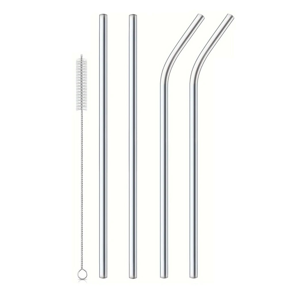 4-Pack Stainless Steel Straws with Cleaner