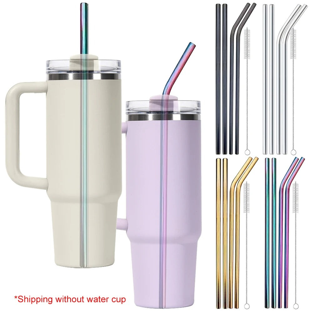 4-Pack Stainless Steel Straws with Cleaner