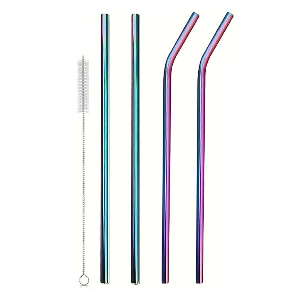 4-Pack Stainless Steel Straws with Cleaner