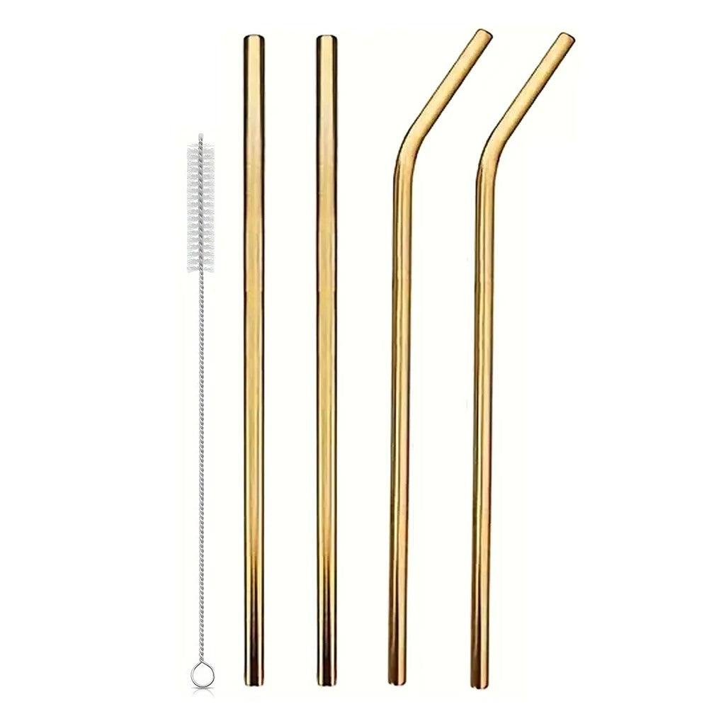 4-Pack Stainless Steel Straws with Cleaner