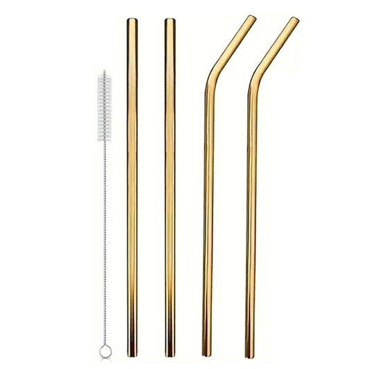 4-Pack Stainless Steel Straws with Cleaner